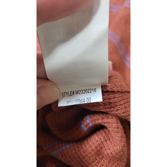 prAna Organic Cotton Merino Wool Striped V-Neck Sweater Women’s Size L Rust - Picture 3 of 7